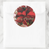 Elegante rode kerst poinsettia ronde sticker (Tas)