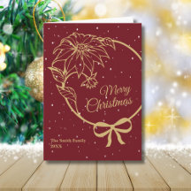 Elegante Rode Kerst Poinsettia Vouwkaart