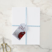 Elegante rode kerstbal cadeaulabel (Met Touw)