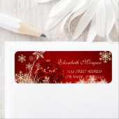 Elegante Rode Kerstbal, Sneeuwvlokken Label (Insitu)