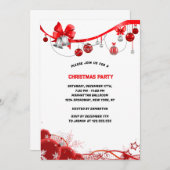 Elegante rode kerstballen kerstfeest kaart (Voorkant / Achterkant)