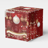 Elegante rode kerstboom en bal vakantie bedankdoosjes (Voorkant Zijde)