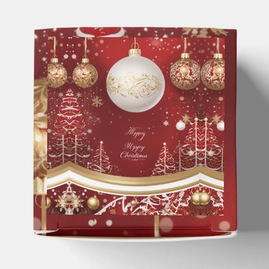 Elegante rode kerstboom en bal vakantie bedankdoosjes (Bovenkant)