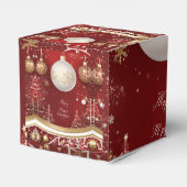 Elegante rode kerstboom en bal vakantie bedankdoosjes (Achterkant)