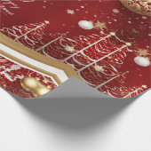 Elegante rode kerstboom en bal vakantie cadeaupapier (Hoek)