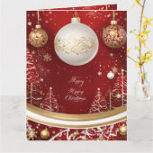 Elegante rode kerstboom en bal vakantie kaart (Gele Bloem)