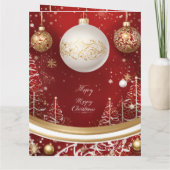 Elegante rode kerstboom en bal vakantie kaart (Achterkant)