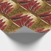Elegante Rode Kerstboom Goud vrolijk kerstpatroon Cadeaupapier (Hoek)