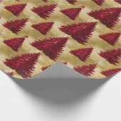 Elegante Rode Kerstboom Goud vrolijk kerstpatroon Cadeaupapier (Hoek)