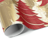 Elegante Rode Kerstboom Goud vrolijk kerstpatroon Cadeaupapier (Rol Hoek)