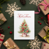 Elegante Rode Kerstboom Waterverf Custom Photo Feestdagenkaart