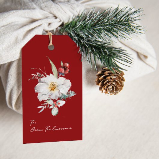 Elegante Rode Kerstcadeautags Cadeaulabel
