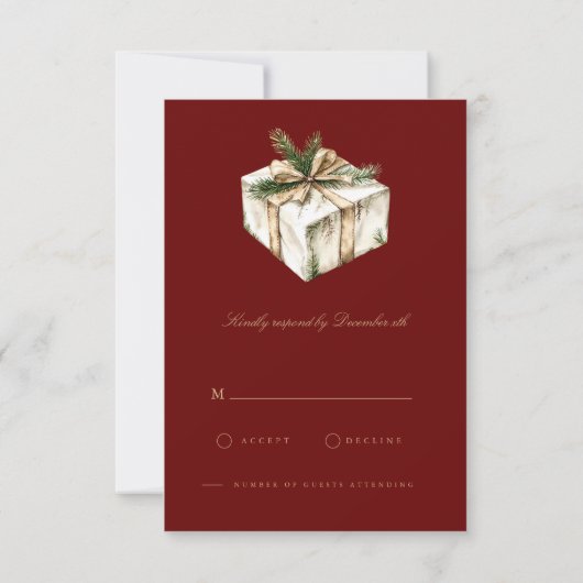 Elegante rode kerstdecoratie RSVP-kaart RSVP Kaartje (Achterkant)