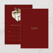 Elegante rode kerstdecoratie RSVP-kaart RSVP Kaartje (Voorkant / Achterkant)