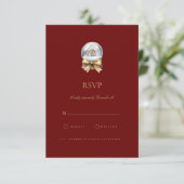 Elegante rode kerstdecoratie RSVP-kaart RSVP Kaartje (Staand voorkant)