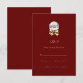 Elegante rode kerstdecoratie RSVP-kaart RSVP Kaartje (Voorkant / Achterkant)