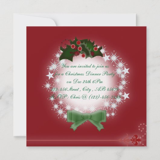 Elegante rode kerstdiner uitnodiging (Achterkant)