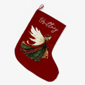 Elegante Rode Kerstelf Grote Kerstsok (Voorkant (Hangend))