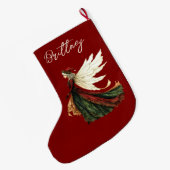 Elegante Rode Kerstelf Grote Kerstsok (Achterkant (Hangend))