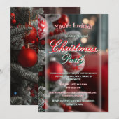 Elegante Rode Kerstfeest Uitnodiging (Voorkant / Achterkant)
