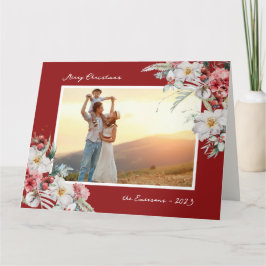 Elegante rode kerstfoto vakantie kaart