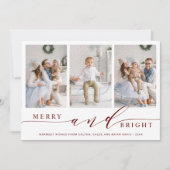 Elegante Rode Kerstkaart met 3 foto's (Voorkant)