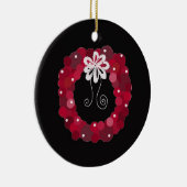 Elegante Rode Kerstkrans Keramisch Ornament (Rechts)