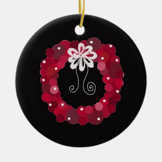 Elegante Rode Kerstkrans Keramisch Ornament (Voorkant)