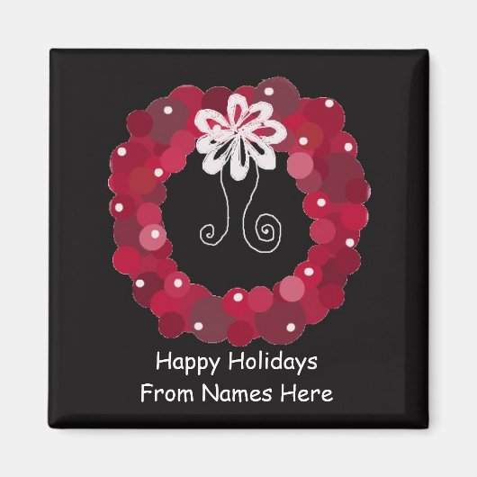 Elegante Rode Kerstkrans Magneet (Voorkant)