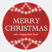Elegante rode kerstlichtjes ronde sticker (Voorkant)