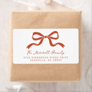 Elegante Rode Kerstlint Strik Etiket