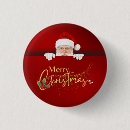 Elegante rode kerstman Vrolijk kerstfeest Ronde Button 3,2 Cm