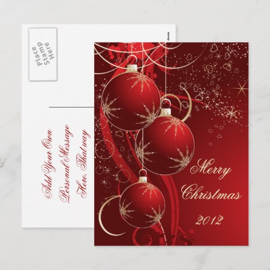 Elegante Rode Kerstmis Feestdagenkaart (Voorkant / Achterkant)