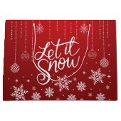 Elegante Rode Kerstmis Sneeuwvlokken Groot Cadeauzakje (Voorkant)