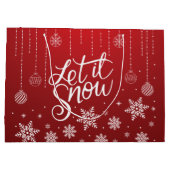 Elegante Rode Kerstmis Sneeuwvlokken Groot Cadeauzakje (Achterkant)