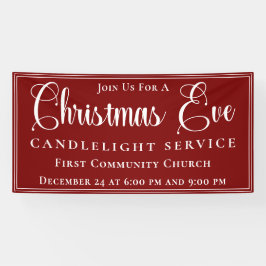 Elegante Rode Kerstnacht Kaarslichtdienst Spandoek
