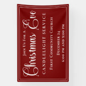 Elegante Rode Kerstnacht Kerstkaarsdienst Spandoek (Verticaal)