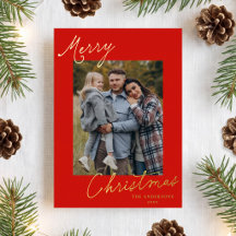 Elegante Rode Kerstscriptie Foto