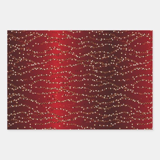 Elegante rode kerstset van 3 inpakpapier vel (Voorkant 2)