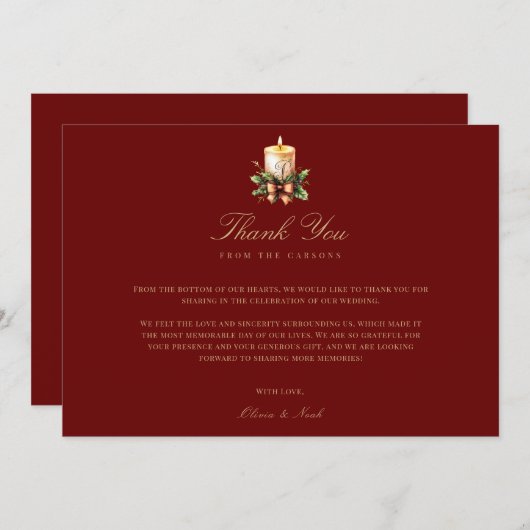 Elegante rode kerstversiering Dank u kaart (Voorkant / Achterkant)