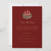 Elegante rode kerstversiering Save the Date Kaart (Voorkant)
