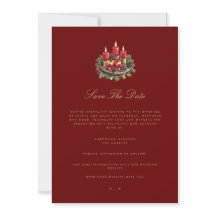 Elegante rode kerstversiering Save the Date Kaart