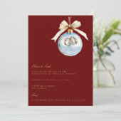 Elegante rode kerstversiering Verloving uitnodigin Kaart (Staand voorkant)