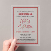 Elegante rode kerstviering acryl uitnodigingen (Insitu (Draagbaar))