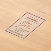 Elegante rode kerstviering acryl uitnodigingen (Laagn)