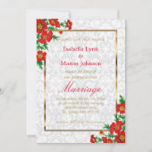 Elegante rode klaproos bloemen bruiloft uitnodigin kaart (Voorkant)