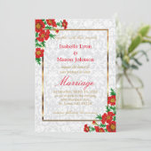 Elegante rode klaproos bloemen bruiloft uitnodigin kaart (Staand voorkant)