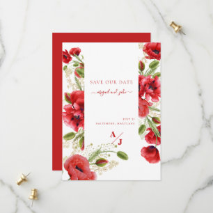Elegante Rode Klaproos Bloemig Save The Date