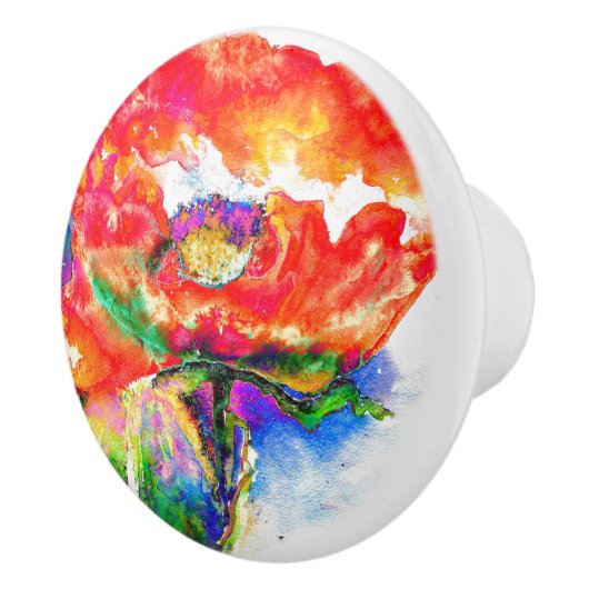 Elegante rode klaproos classic rode bloemenwaterve keramische knop (Rechts)