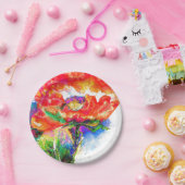 Elegante rode klaproos classic rode bloemenwaterve papieren bordje (Feest)